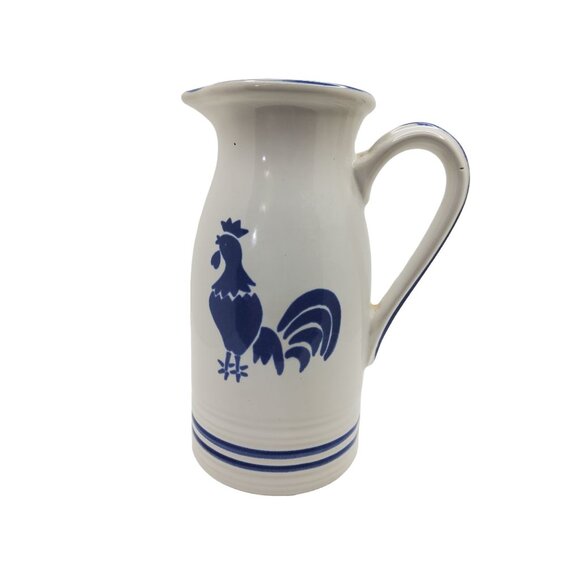 vintage '82 International House Counrty Blue Primitive stoneware milk pitcher Ro - Picture 1 of 5